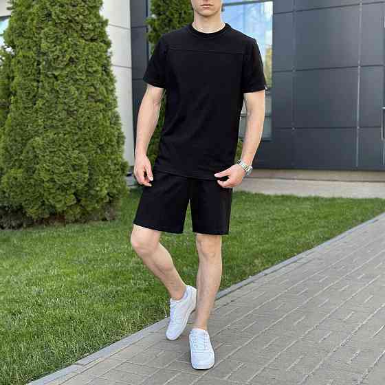 Чоловічий літній комплект шорти і футболка чорний Pobedov Barel Київ