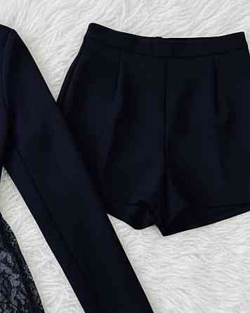 Женский стильный костюм двойка: жакет с кружевом и шорты костюмка 46/48 Одесса