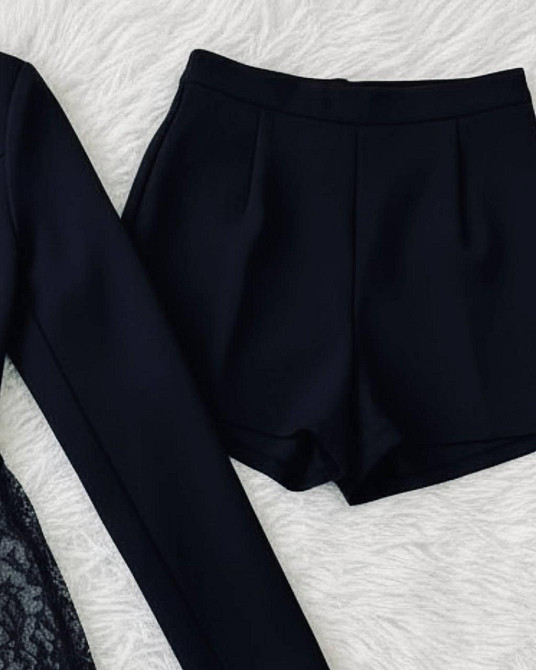 Женский стильный костюм двойка: жакет с кружевом и шорты костюмка 46/48 Одесса - изображение 2