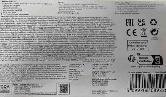 Камера Нова IP камера Logitech Circle View Wired Camera Black. Київ