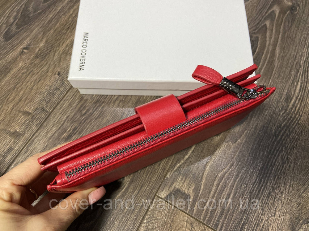 Елітний жіночий гаманець клатч з натуральної шкіри червоного кольору Marco Coverna 1426 Київ - фото 7