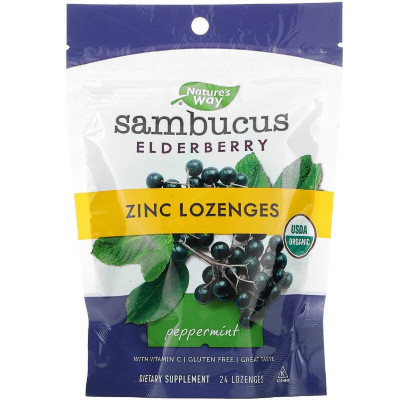 Трави Nature's Way Льодяники бузини з цинком, смак м'яти, Sambucus, Zinc Lozeng (NWY-12088) Вінниця - фото 1