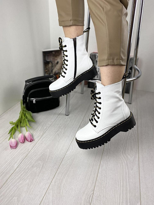 Черевики жіночі M.KRAFT білі натуральна шкіра висота 15 см розмір 37 (3128) Коломыя - изображение 4