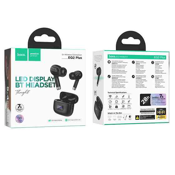 Бездротові навушники HOCO EQ2 Plus Thought true wireless BT headset Black Київ