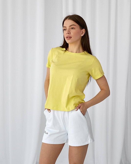 Базовая футболка женская однотонная Лимонный L Харьков - изображение 1