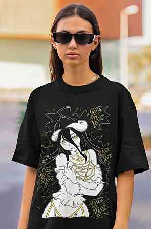 Футболка з аніме принтом Оверлорд Аінз Ооал Говн оверсайз (S/M/L) Чорний AnimeJ1103 Дніпро