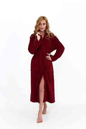 Жіночий халат Ideal Textile банний махровий бордовий L (56860448) Чернівці