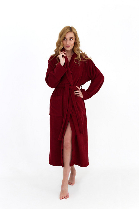 Жіночий халат Ideal Textile банний махровий бордовий L (56860448) Чернівці - фото 1