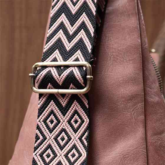 Жіноча сумка з акцентом на текстильну лямку з гладкої екошкіри Vintage 22772 Рожевий Київ