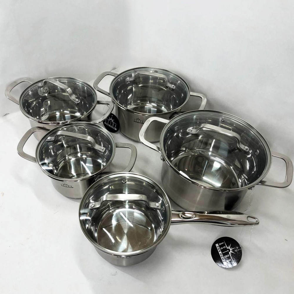 Набор высоких кастрюль 10, Кастрюли с прозрачными крышками, Набор кастрюль с антипригарным дном LU-50 Львов - изображение 10