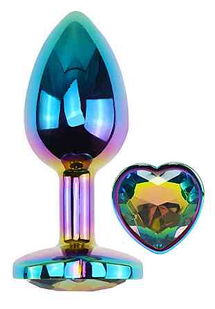 Анальна пробка з кристалом EGZO - Multicolor Heart Plug Rainbow size S Sex Aura Київ
