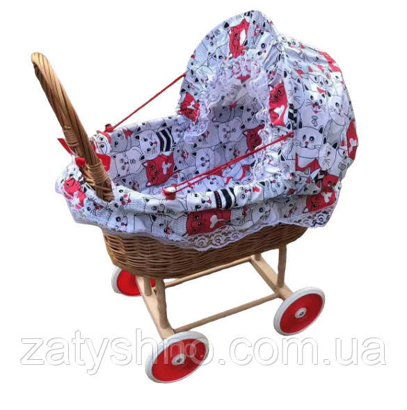 Дитячий візочок плетений для ляльки з лози Київ - фото 1