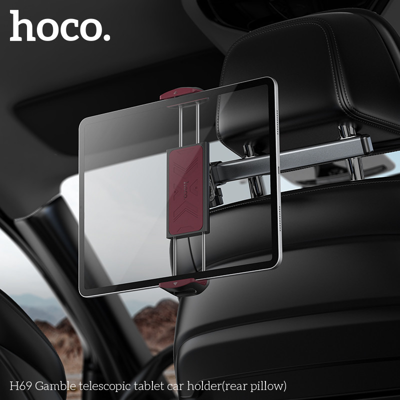 Автотримач для телефона HOCO H69 Gamble telescopic tablet car holder (rear pillow) Black and Red Київ - фото 9