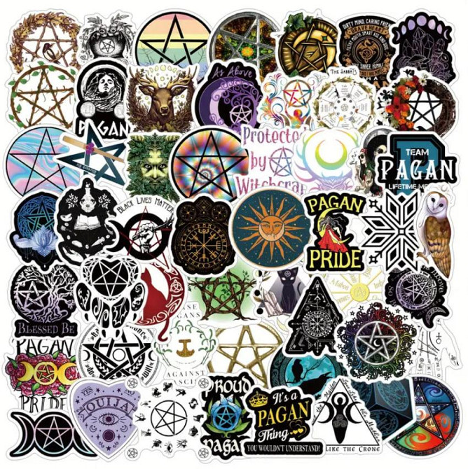 Набір магічних наклейок "Відьомські символи" (54 шт.), наклейки віканство, готичні наклейки. Київ - фото 1