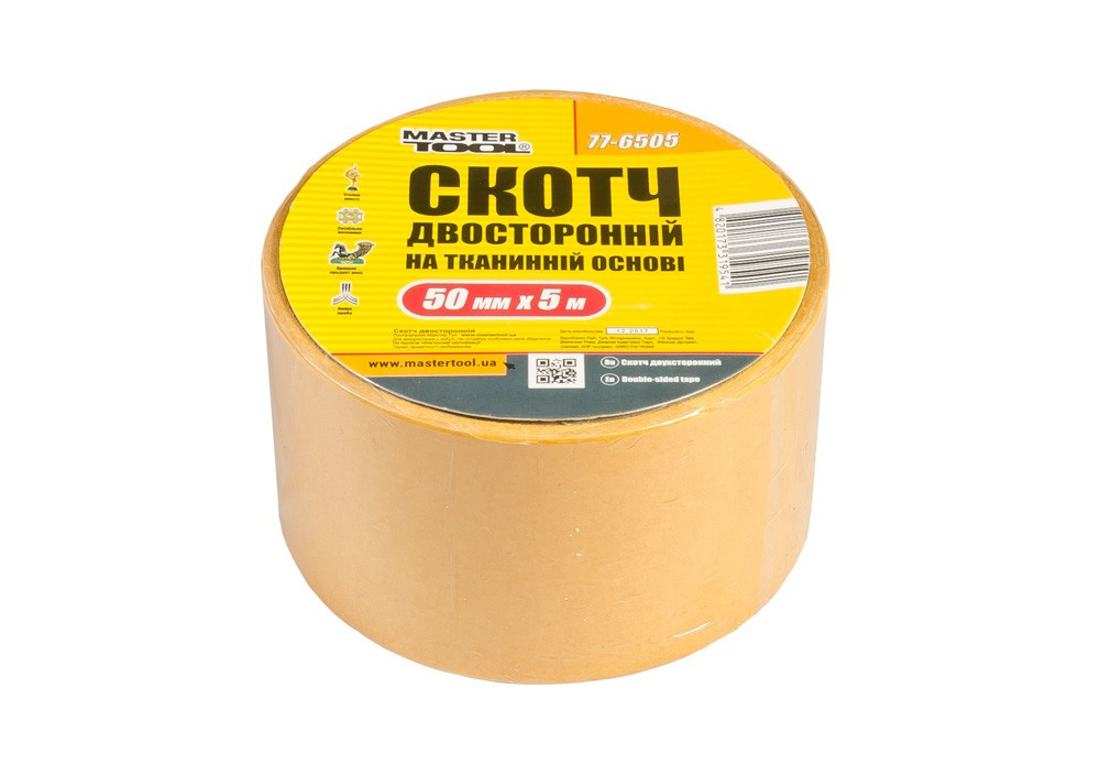 MASTERTOOL Стрічка двостороння MASTERTOOL на тканинній основі 50 мм 5 м 77-6505 Коломия - фото 1