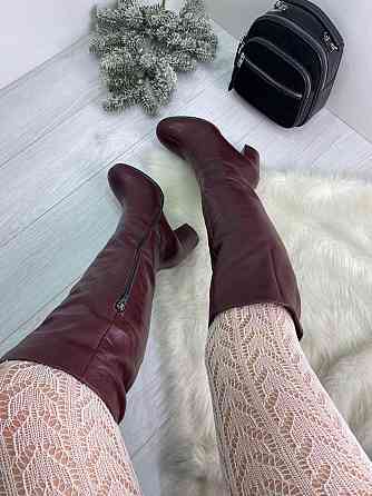 Stepter Чоботи зимові жіночі з натуральної шкіри на підборах бордові 657 р. 36-40 / Чоботи на з Коломия