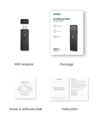 Дводіапазонний Wi-Fi AC адаптер Ugreen USB3.0 1300Mbps 2.4/5.8Ghz 50340 CM492 Николаев - изображение 7