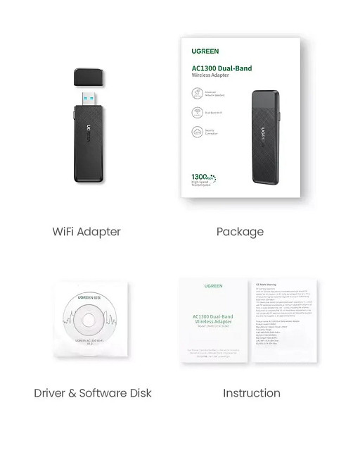 Дводіапазонний Wi-Fi AC адаптер Ugreen USB3.0 1300Mbps 2.4/5.8Ghz 50340 CM492 Миколаїв - фото 7