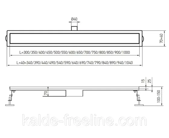 Душевой трап KOER FD20-70x850 з нержавеющей стали SUS304 70x850мм Харьков