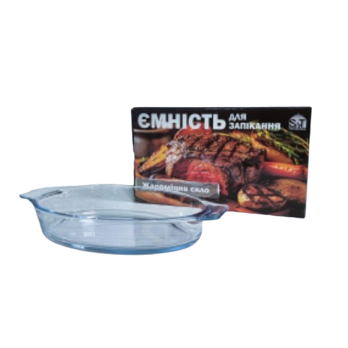 Ємність для запікання 27*15*4,5см овальна з ручками жароміцне скло 50013-02 S&T Житомир - изображение 1