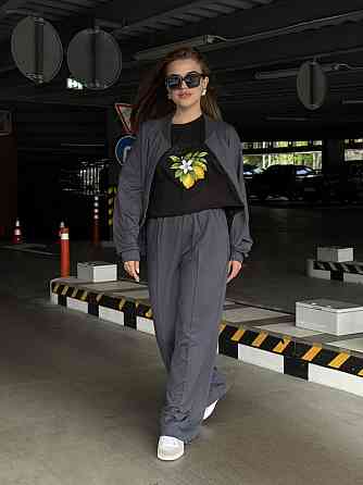 Футболка жіноча укорочена с лимонами Чорний 46/48 Харків