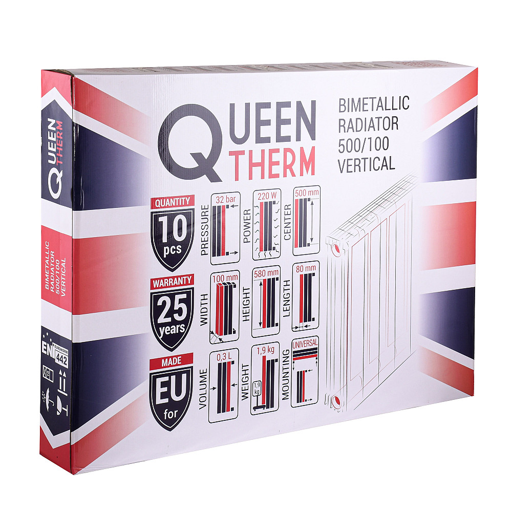 Радіатор біметалевий секційний QUEEN THERM 500/100 VERTICAL/HORIZONTA (кратно 10) Тернопіль - фото 7