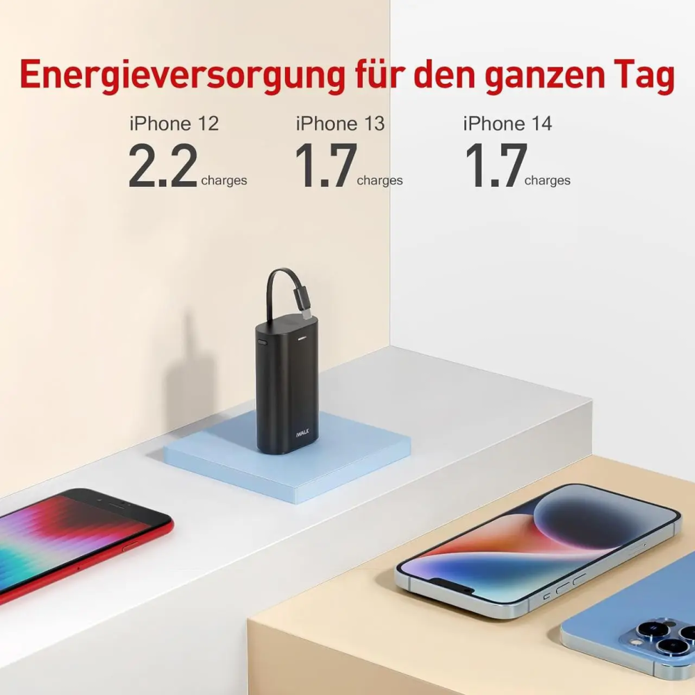 Портативный Power Bank iWALK Link Me 10000 9000 мА·ч, Lightning, Pass-Through, компактный, черный Киев - изображение 3