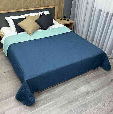 Покривало двостороннє Decorator Microfiber куб 180х215 см синій з блакитним (85-090) Київ