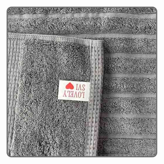 Набор 2 жаккардовых полотенца Lovely Svi для ванной, отелей, СПА, в подарок, 50* 90 см Oxford Stripe темно – серый Charcoal Київ