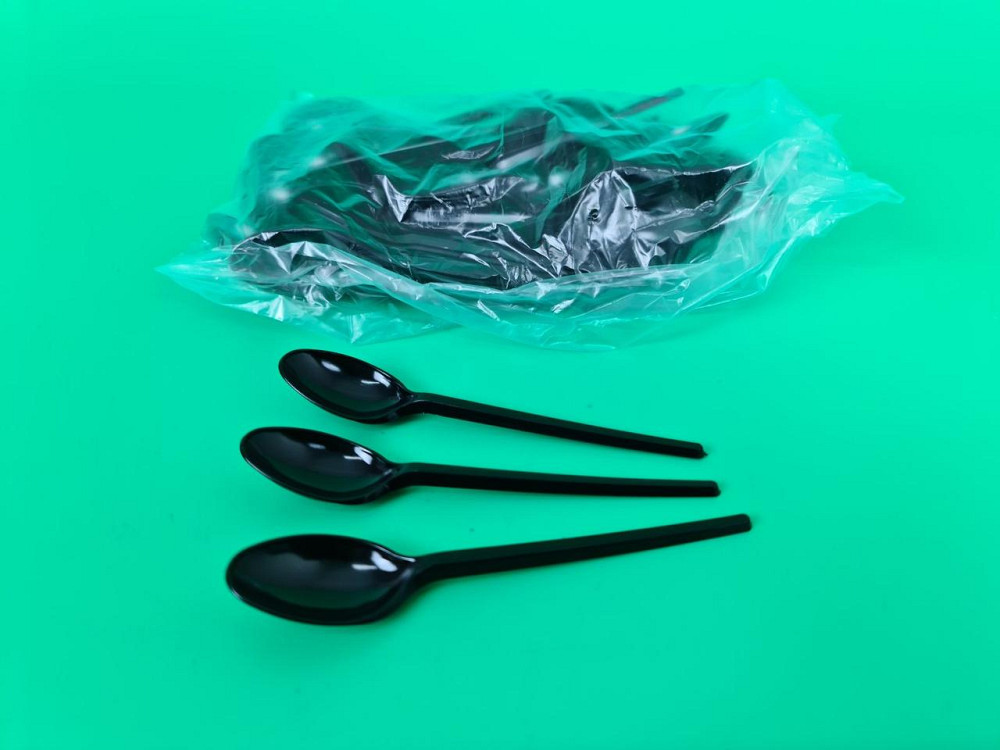 Ложка пластикова чайна чорна Андрекс (100 шт.) Харків - фото 1