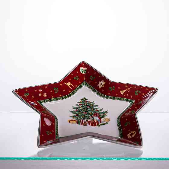 Yiwu Сервірувальне новорічне блюдо для закусок Christmas 25,5 (см) з порцеляни HP-SDHK-19 Коломыя