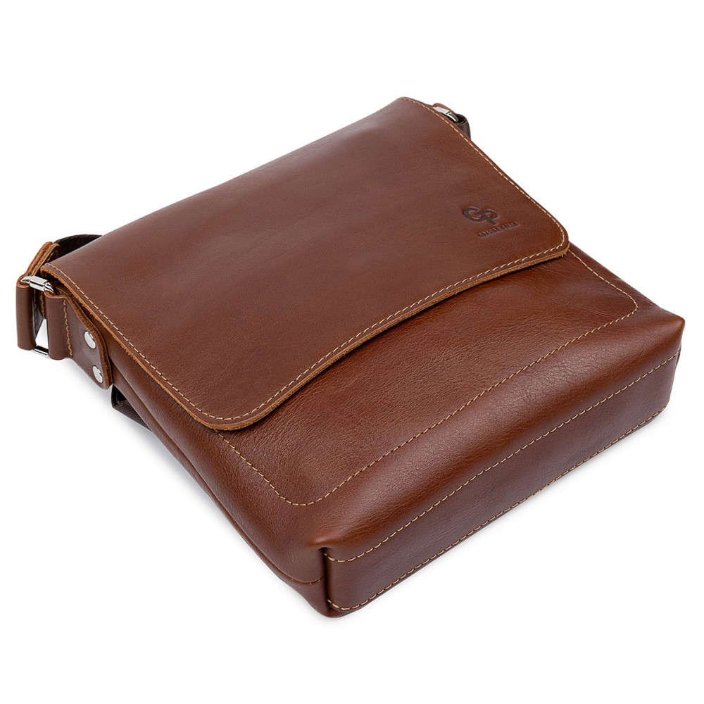 Кожаная мужская сумка через плечо Коричневый (GRANDE PELLE) Киев - изображение 9