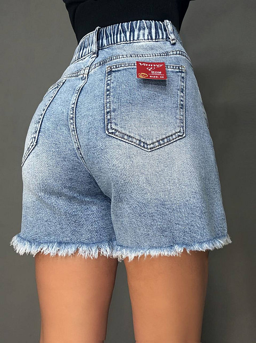 Шорти жіночі джинсові Vanver 2057 з резинкою на талії та шнурком блакитні, блакитний, З2, 32, 87 см, 113 см Київ - фото 14