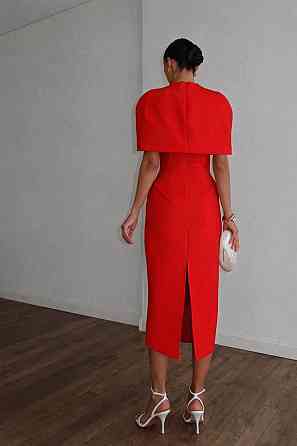 Жіночий елегантний вечірній костюм плаття + накидка костюмка Червоний, 42/44 Одеса