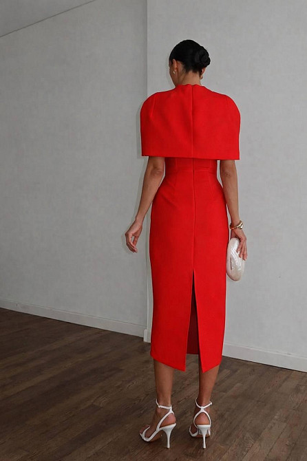 Жіночий елегантний вечірній костюм плаття + накидка костюмка Червоний, 42/44 Одеса - фото 3