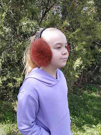 Наушники меховые детские из кролика Темный Персиковый Харьков