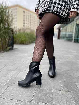 Черевики жіночі Odzi чорні натуральна шкіра каблук 6 см размеры 37-40 (2101) Коломия