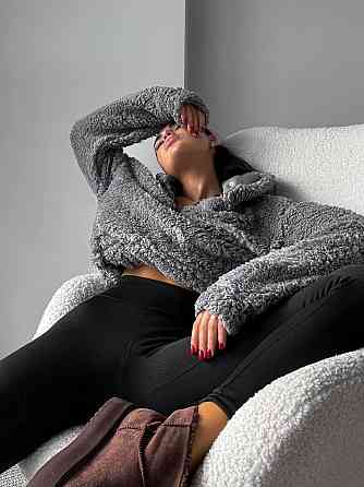 Стильный женский теплый костюм двойка Тедды,рубчик плотный с начесом Серый, 46/48 Одесса