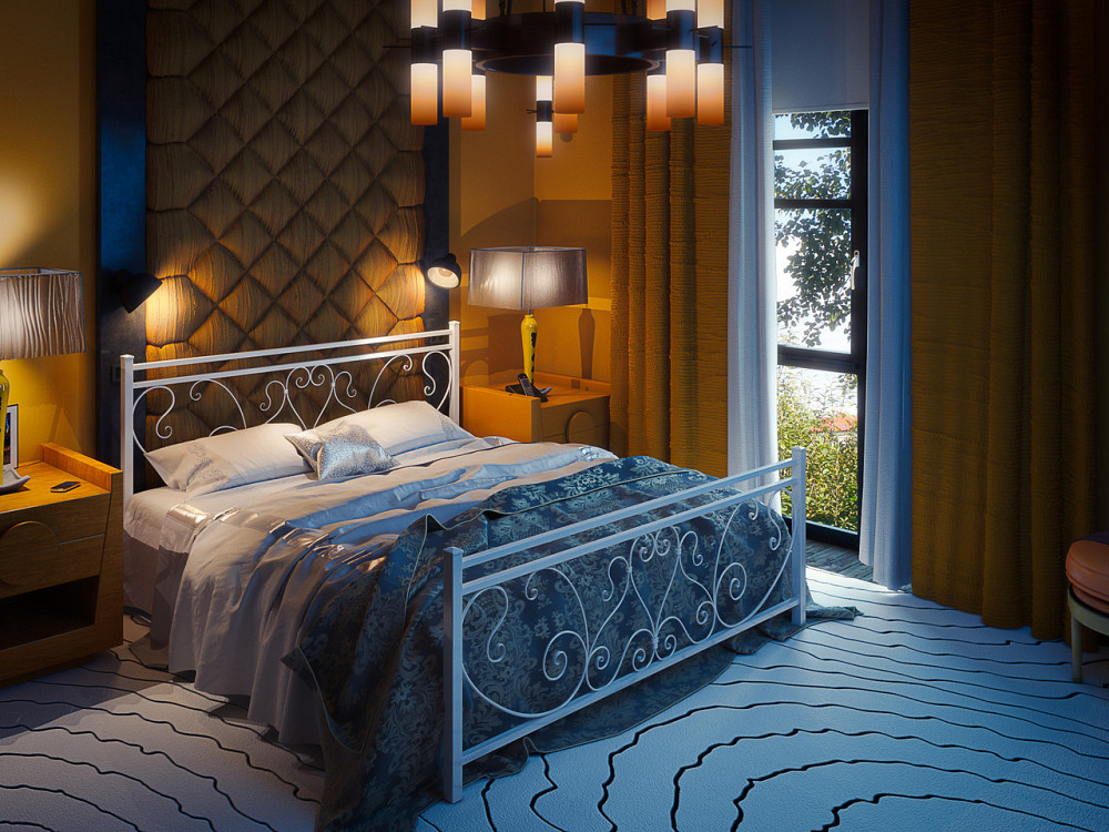 Двуспальная металлическая кровать Монстера от ТМ Теnero 160х190, Щит ДВП, 2 ящика Харьков - изображение 1