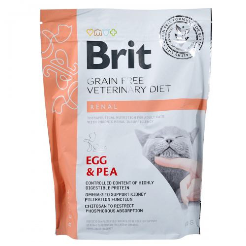 Корм сухий Brit Grain Free VetDiet Cat Renal для котів з захворюванням нирок з яйцем та горохом 400 г Київ - фото 3