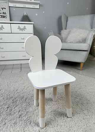 Столик з відкидним верхом 54х60х45 і стільчик метелик 26х26х24, стіл та стілець для злопчика від 1 року, білий Київ