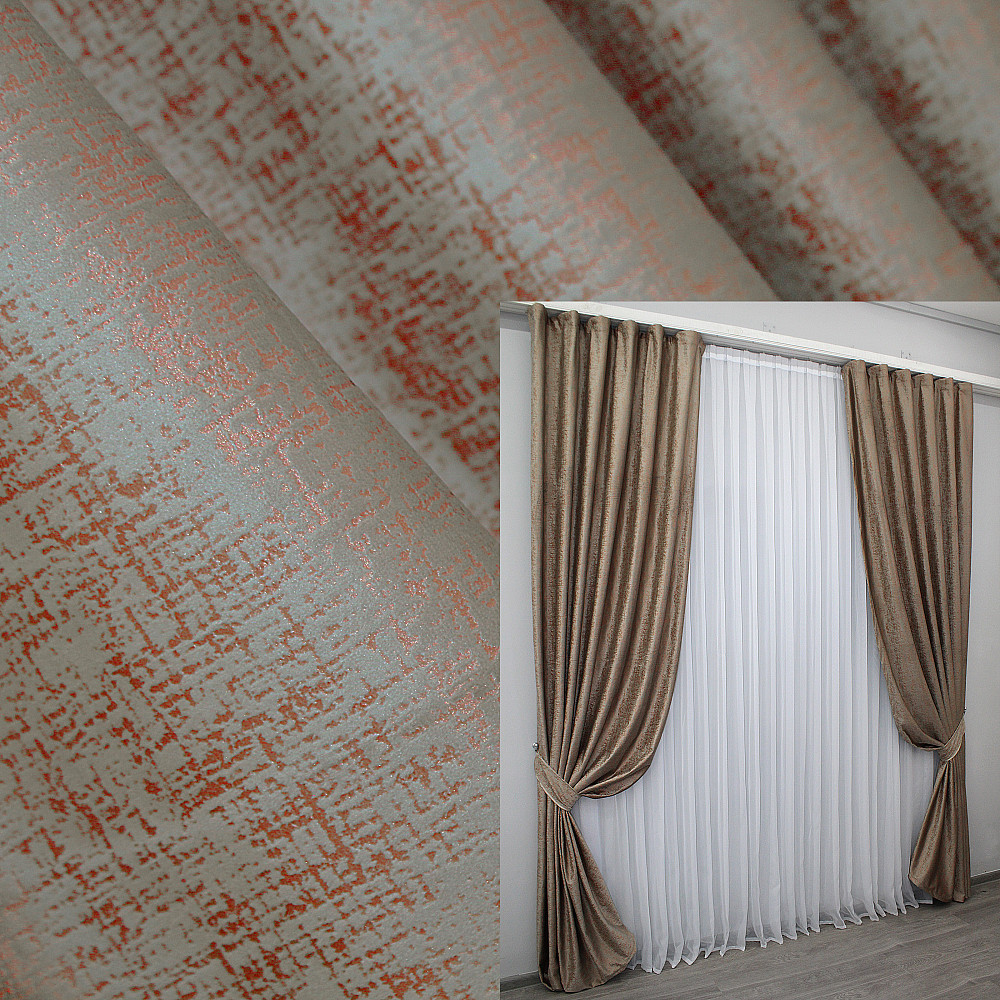 Комплект готових штор VR-Textil Оксамит (бархат) № 1129ш Какао з теракотовим 150х270 см 2 шт (30-940) Київ - фото 1