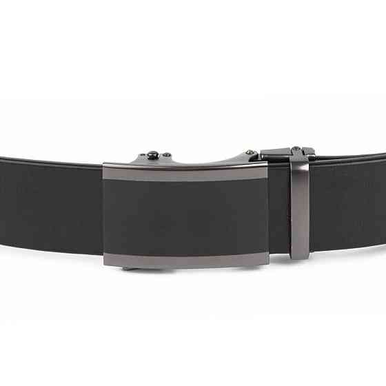 Ремень мужской c затемненной пряжкой и черной вставкой Vintage 20284 Черный Киев