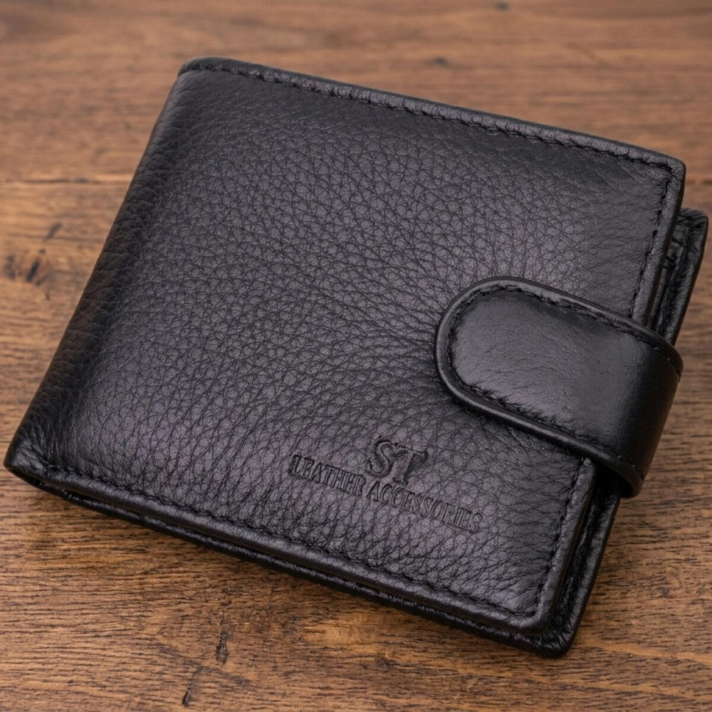 Небольшой вместительный кошелек из натуральной кожи ST Leather 22456 Черный Киев - изображение 11