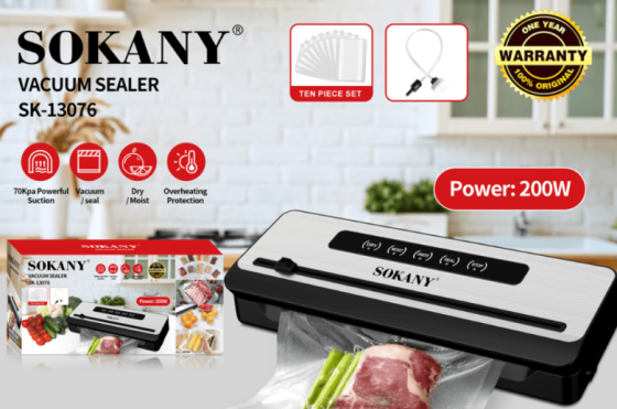 Вакууматор SK-13076 для продуктів, 100 Вт, всмоктування -70 кПа, зварювання 32 см, сухий та вологий режим Одеса