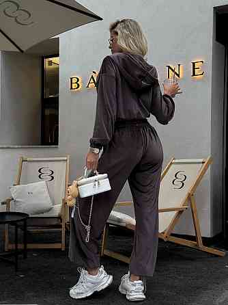 Жіночий велюровий костюм із плюш велюру Шоколадний 42/46 Харків