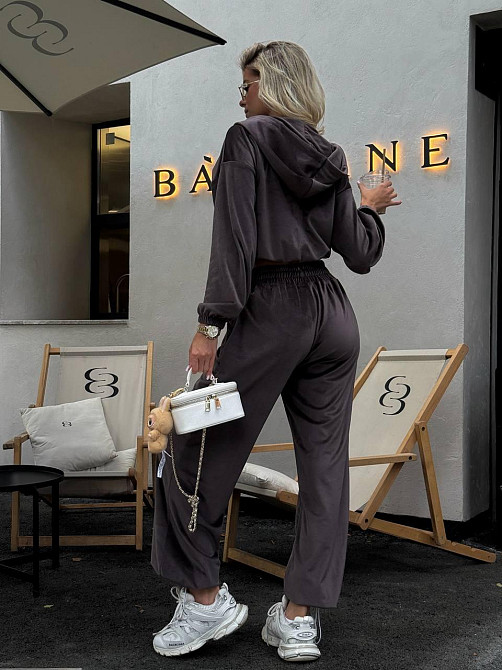 Жіночий велюровий костюм із плюш велюру Шоколадний 42/46 Харків - фото 5