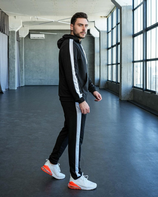 Костюм спортивний чоловічий лампаси весна Чорний L Харків - фото 1