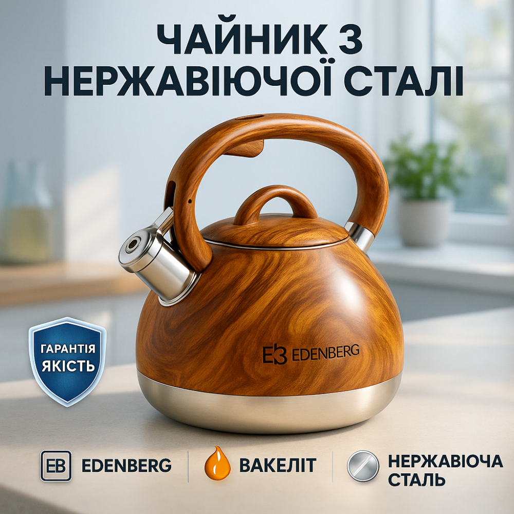 Чайник для приготування напоїв зі свистком, Кухонний чайник з ручкою і свистком для води на газ AU-17 Львів - фото 7