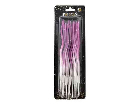 Свічки для торта Хвилька омбре біло- бузкове 12шт з крапочками #213 арт.861213 ТМ PELICAN Київ